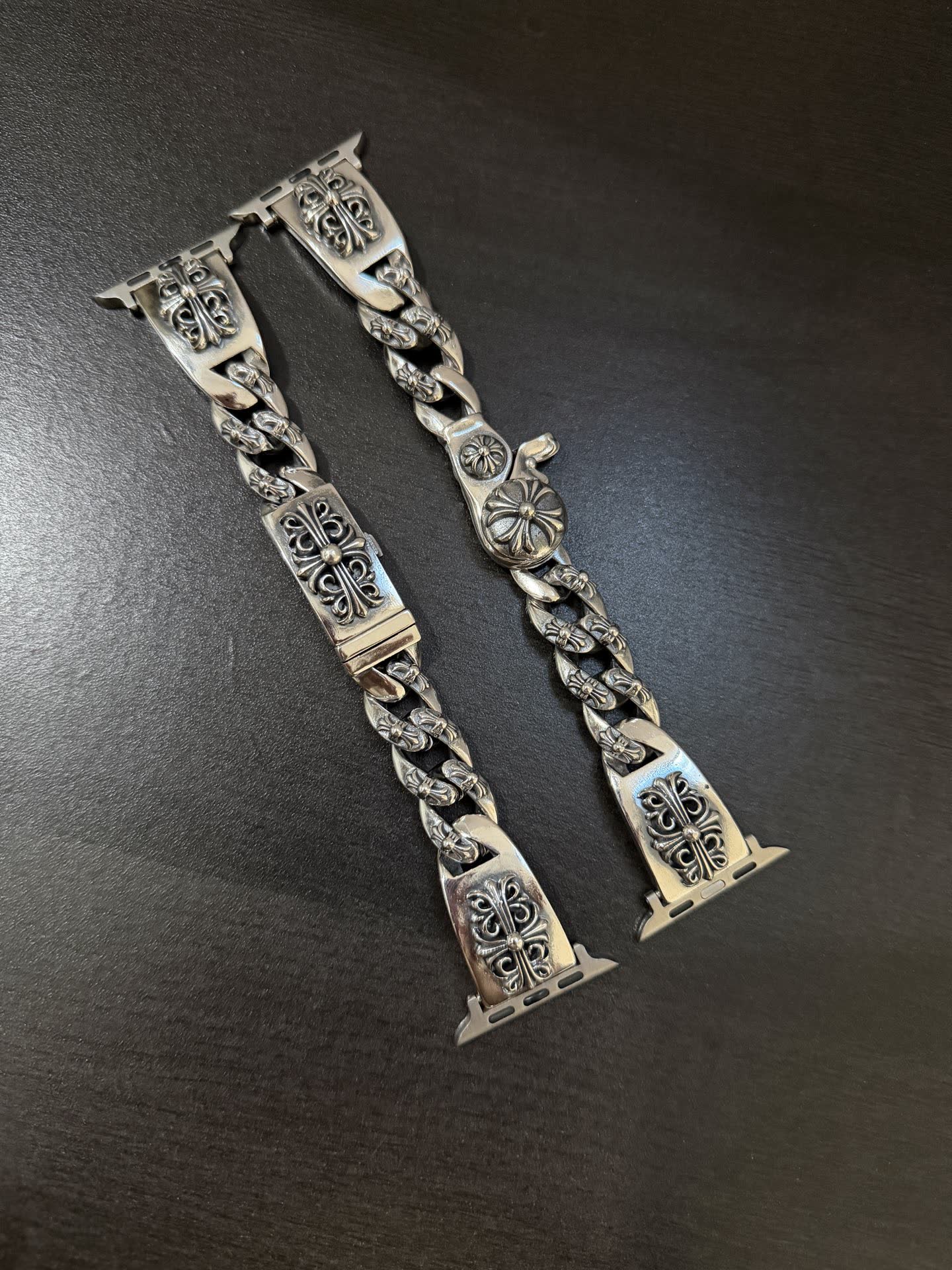 Chrome Hearts Silver Watch Band with Ornate Design